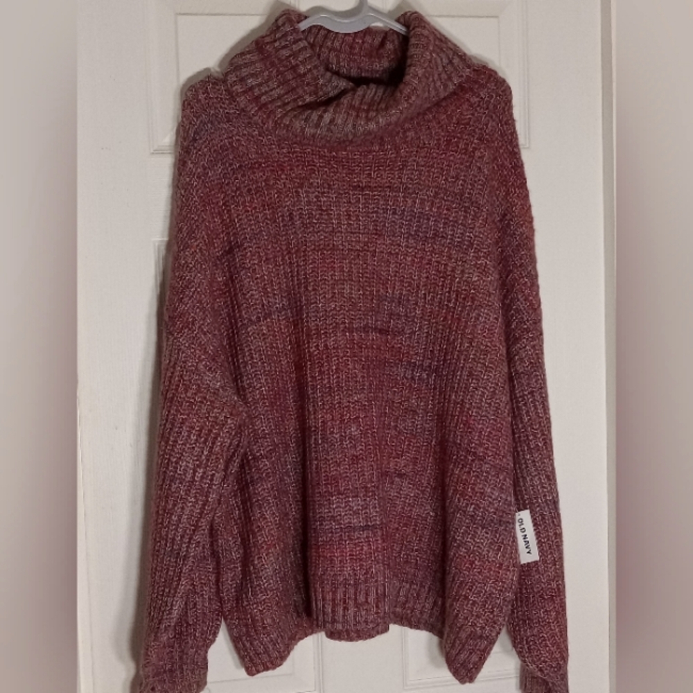 wool blend turtleneck sweater Old Navy slouchy drop sleeve